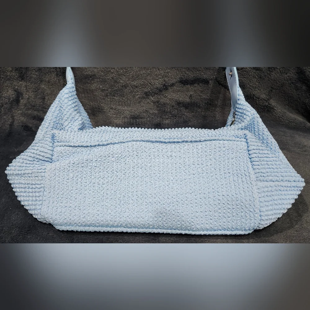 Kate Spade New York light blue terry cloth cosmetic make up pouch bag NWOT